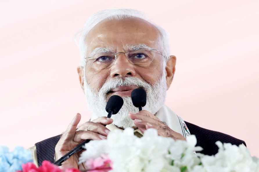 **EDS: IMAGE VIA PMO** Siliguri: Prime Minister Narendra Modi addresses...