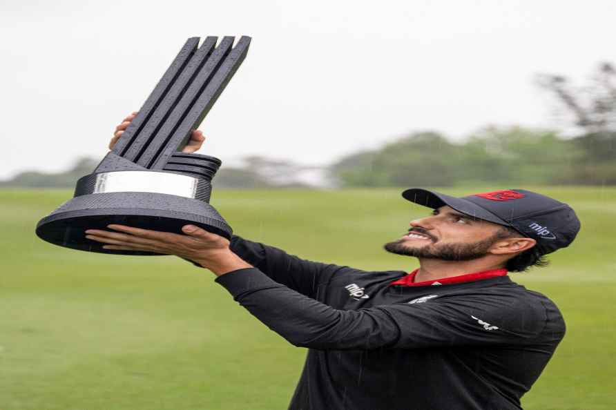 First place Champion, Abraham Ancer of Fireballs GC poses with the...