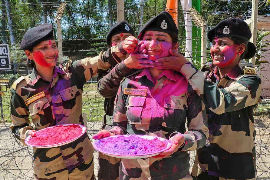 BSF personnel celebrate Holi