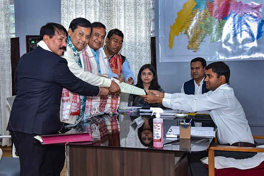 Sarbananda Sonowal files nomination for LS polls