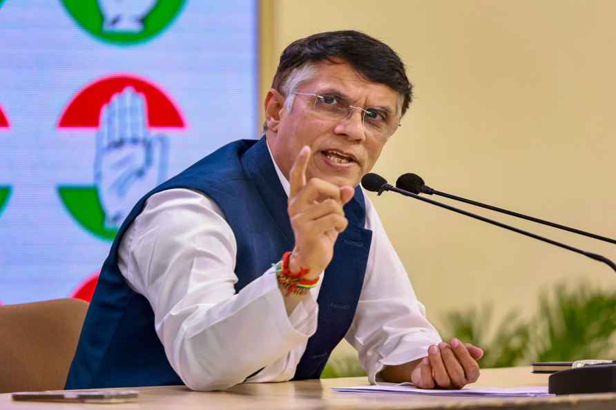 Pawan Khera briefs the media in Delhi