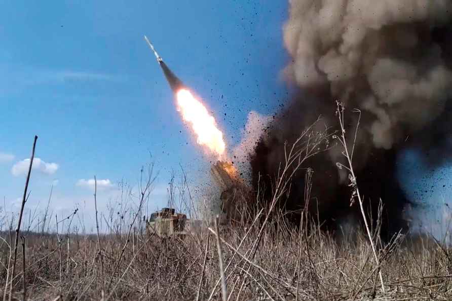 Rocket is fired from the Russian army's missile system