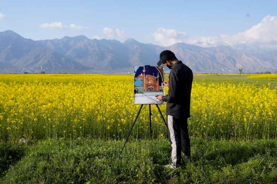 Standalone: Artist at mustard field in Srinagar