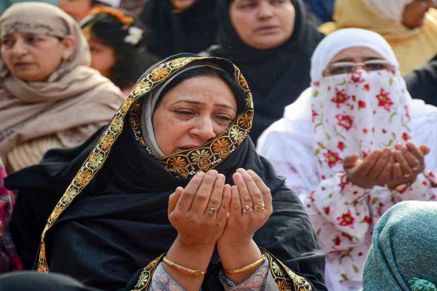 Srinagar: Women offer 'namaz' during Eid-al-Fitr celebrations, at...