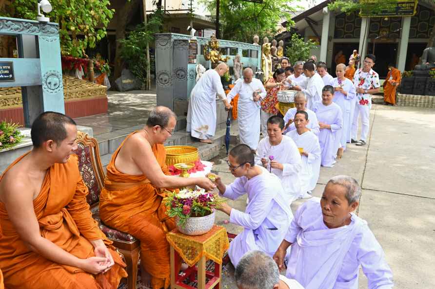 Songkran water festival in Bodh Gaya