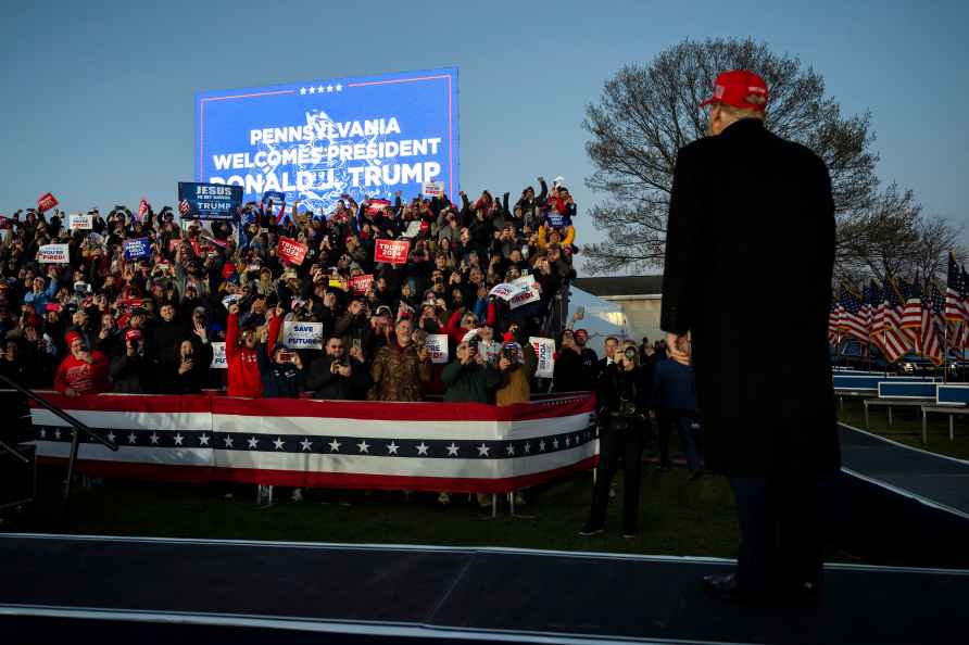 Donald Trump addresses during campaign