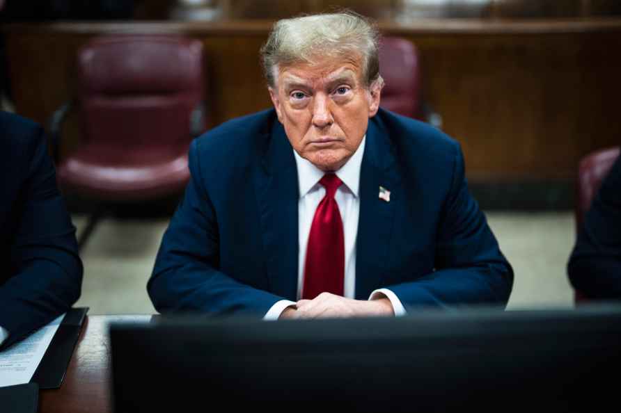 Former President Donald Trump arrives at Manhattan criminal court...