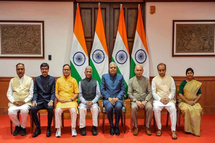 V-P with newly elected Rajya Sabha members