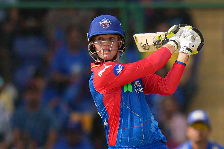 New Delhi: Delhi Capitals batter Jake Fraser-McGurk plays a shot...