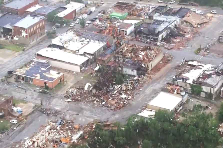 Damage caused by a tornado in Sulphur, Okla