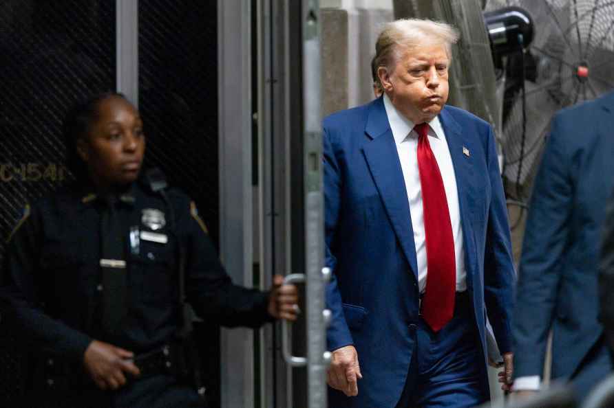 Former President Donald Trump appears at Manhattan criminal court...