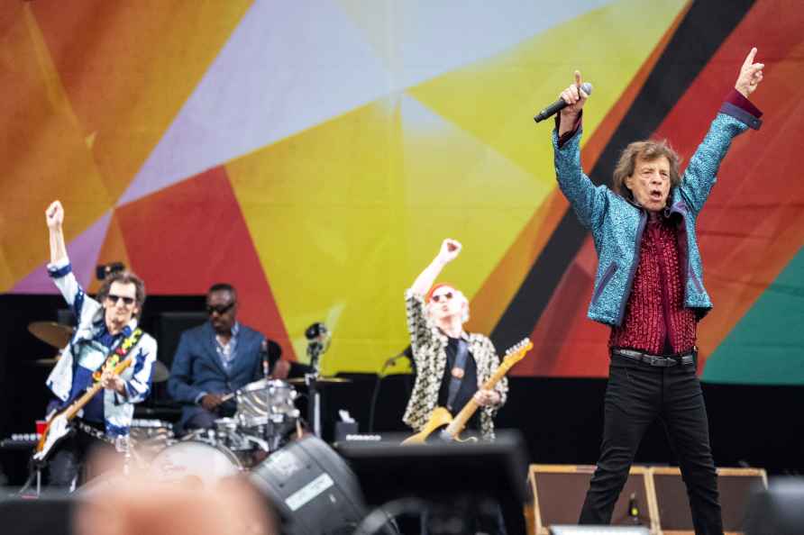 Ron Wood, left, Steve Jordan, Keith Richards and Mick Jagger, of...