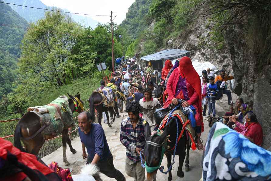 Rudraprayag: Pilgrims on their way to Kedarnath temple in Rudraprayag...