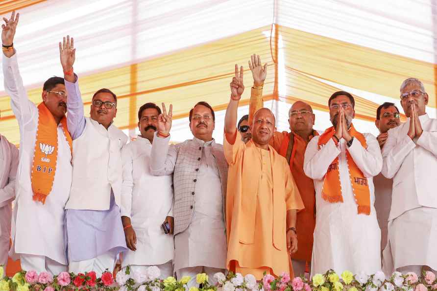 Mahoba: Uttar Pradesh Chief Minister Yogi Adityanath during a campaign...