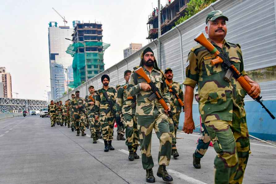 Security personnel flag march in Mumbai