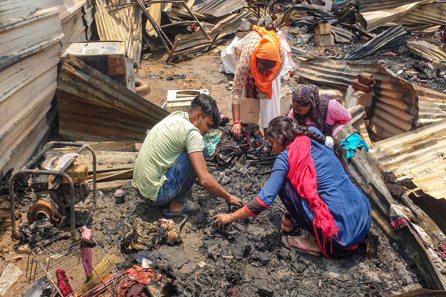 Aftermath of a fire at a slum in Gurugram