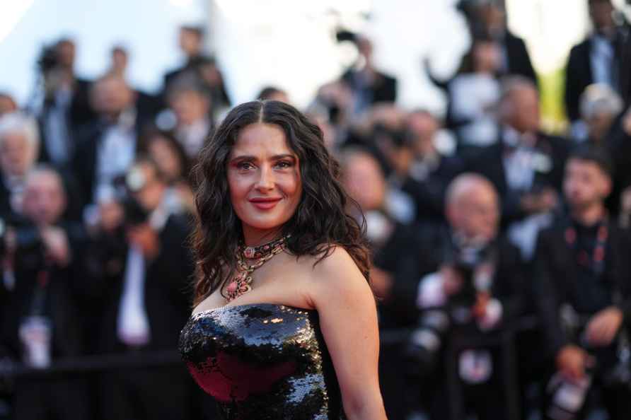 Salma Hayek poses for photographers upon arrival at the premiere...