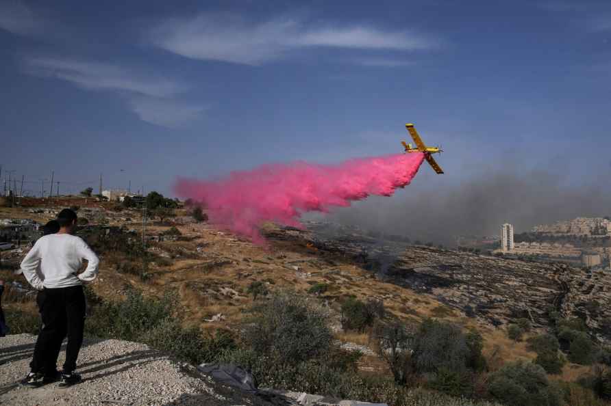 Fire in an open field in Jerusalem