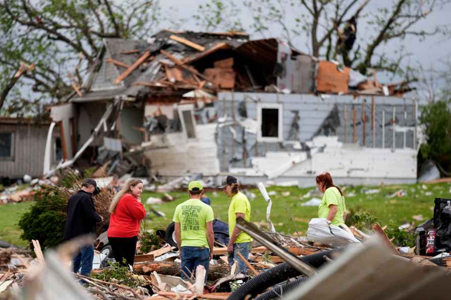 Home damaged by a tornado