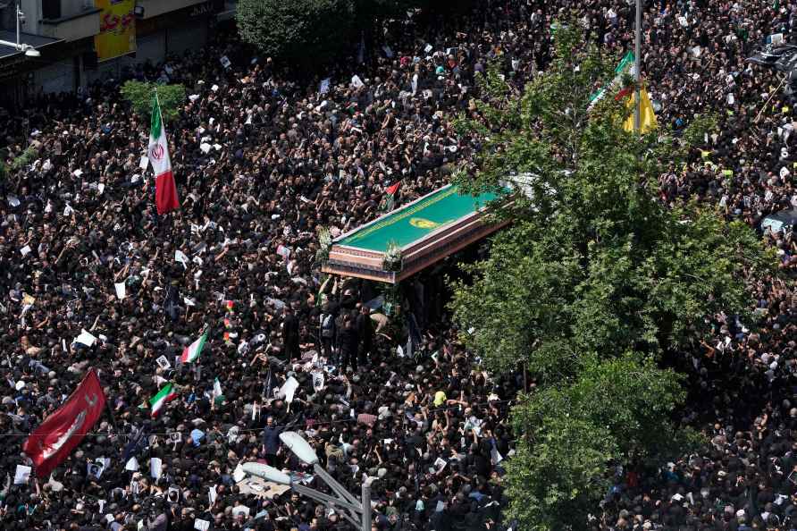 Truck carrying coffins of the late President Ebrahim Raisi