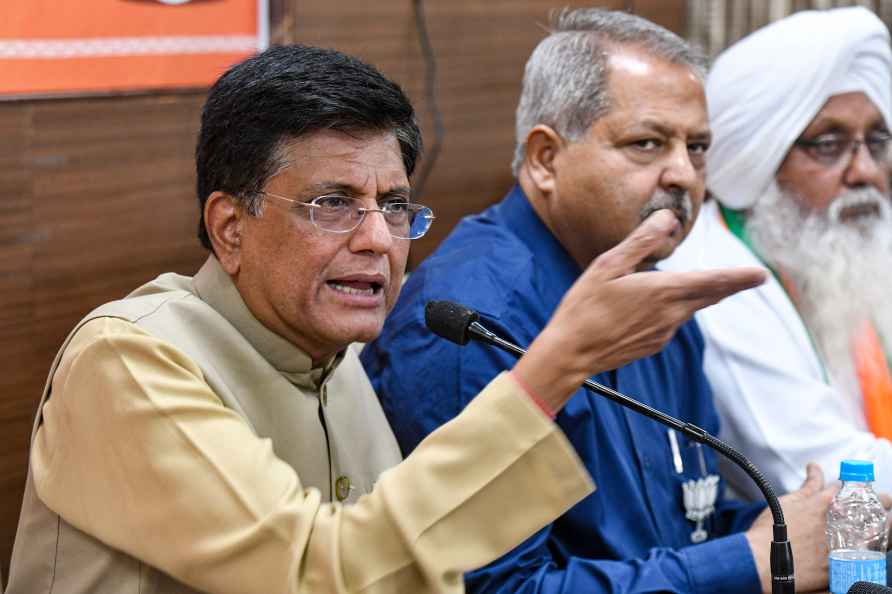 Chandigarh: BJP leader Piyush Goyal addresses a press conference...