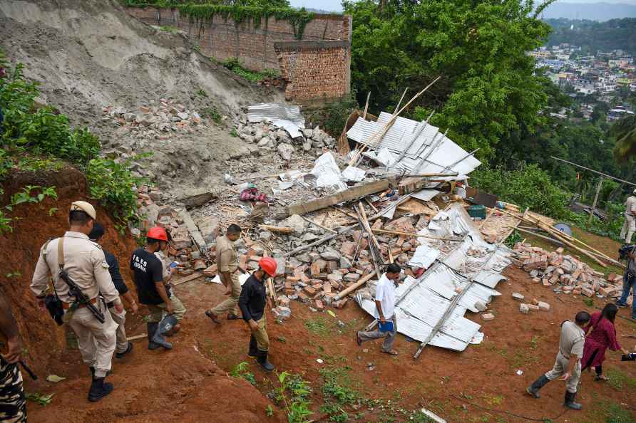 Damage after a landslide in Assam