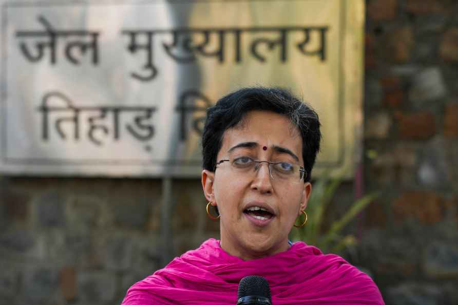 Atishi Singh outside Tihar jail