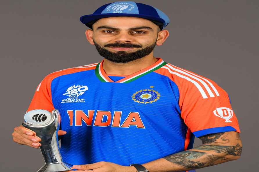 Virat with ODI Cricketer of the Year 2023 trophy