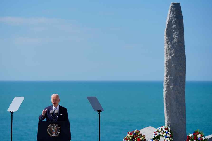 President Joe Biden delivers a speech on the legacy of Pointe du...