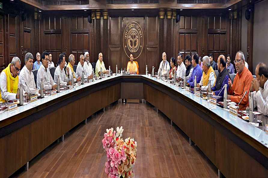 Yogi Adityanath at UP cabinet meeting