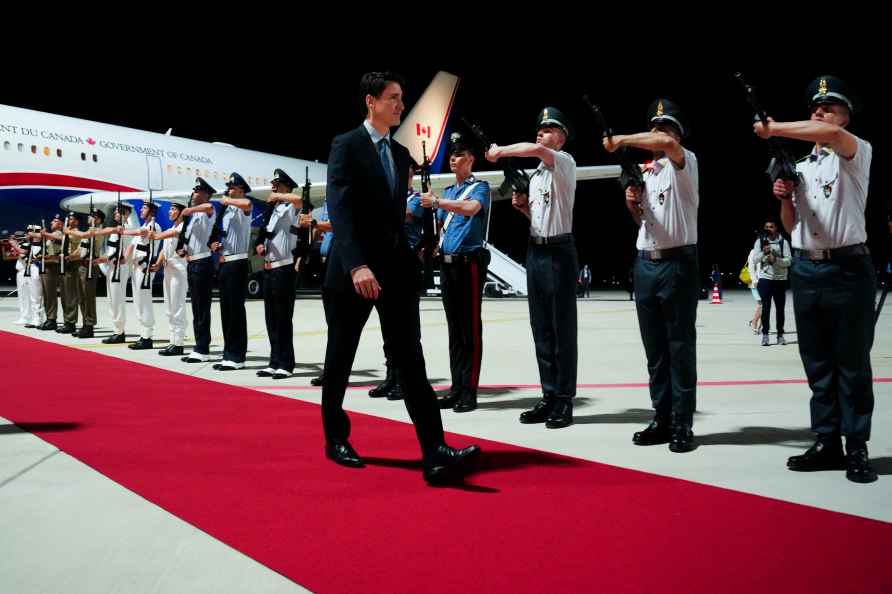 Canada Prime Minister Justin Trudeau arrives in Grottaglie, Italy...