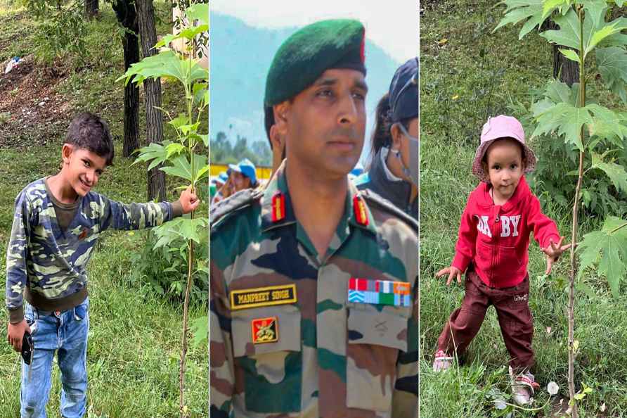 Late Col Manpreet Singh and his two children