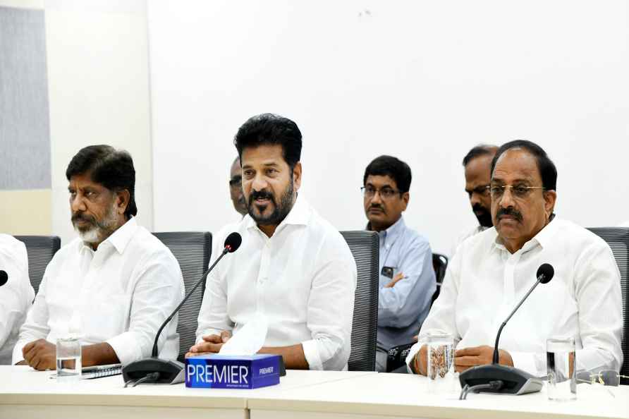 Revanth Reddy addresses the media