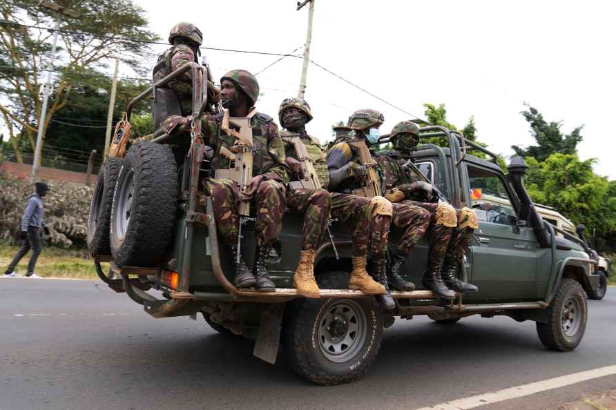 Kenya army soldiers patrol around Nairobi