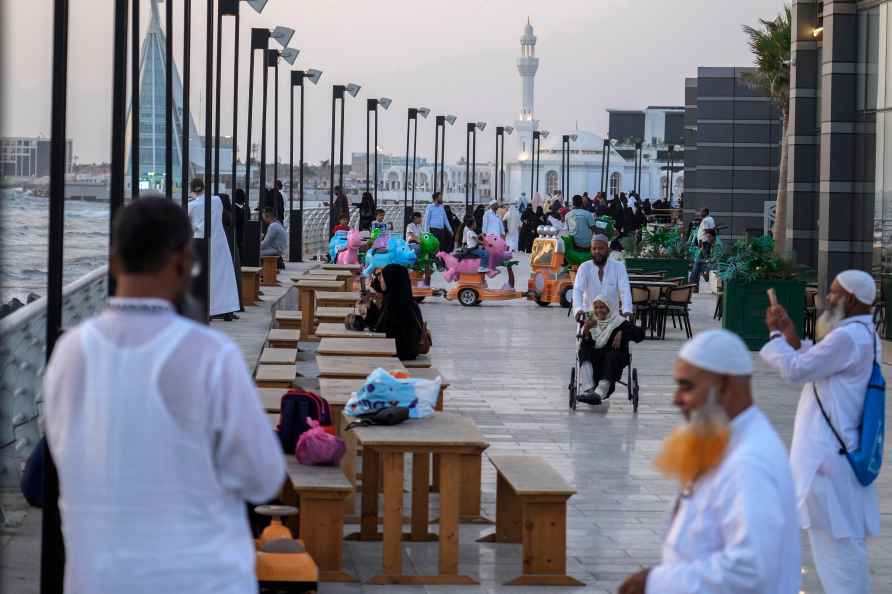 Pilgrims and holiday makers visit the Jeddah Corniche