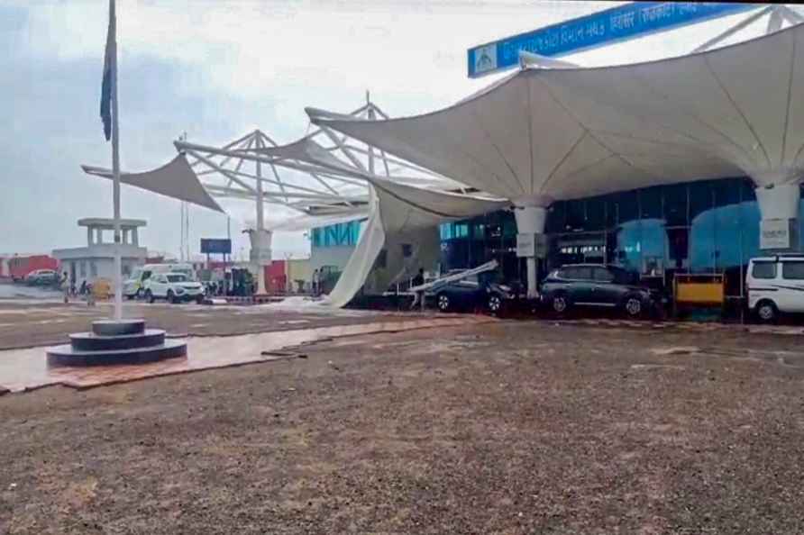 Roof outside Rajkot airport terminal collapsed