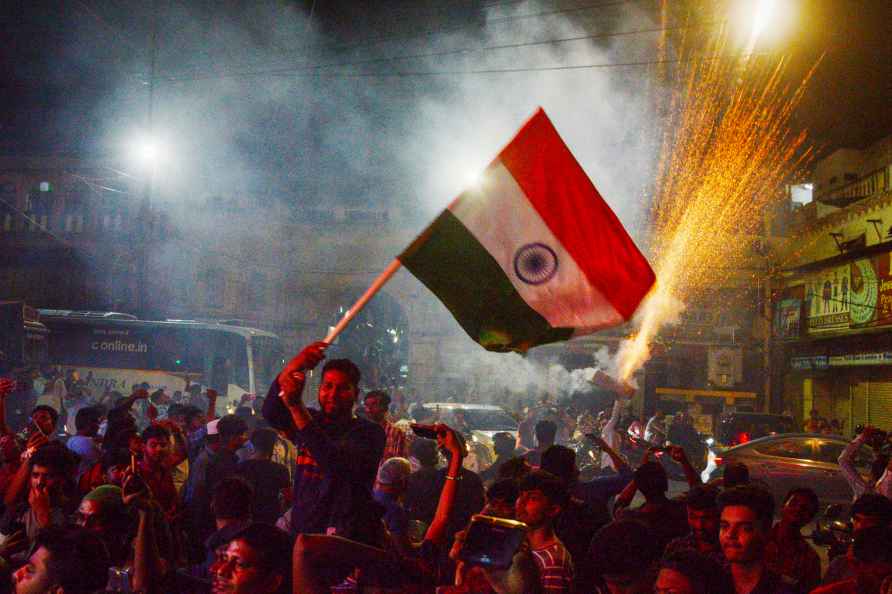 People celebrate ICC Men's T20 World Cup final