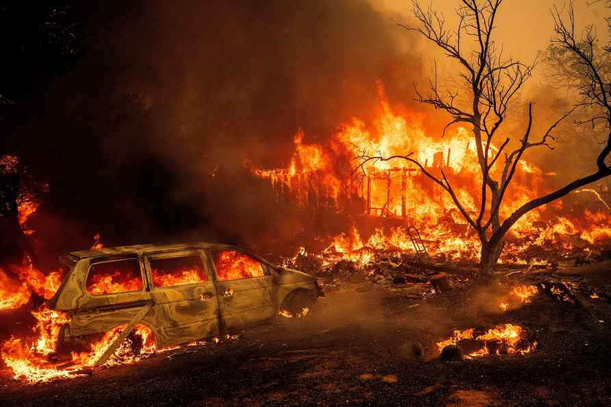 Fire burns in Oroville, Calif.,