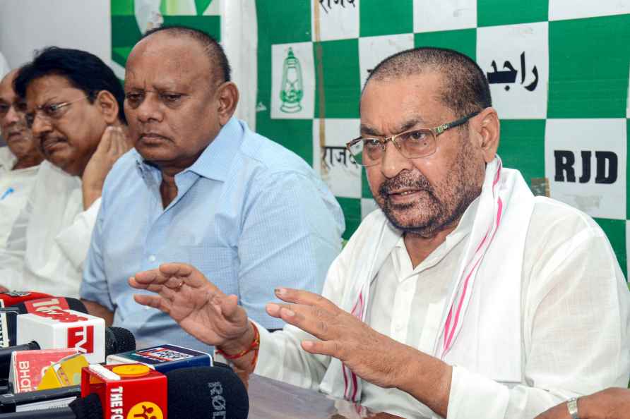 Jay Prakash Narayan Yadav addressing media