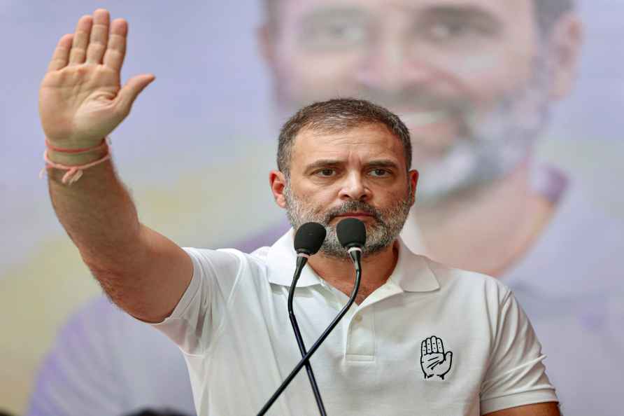 **EDS: IMAGE VIA AICC** Ahmedabad: Congress MP Rahul Gandhi addresses...