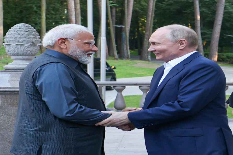 **EDS: IMAGE VIA @MEAIndia** Moscow: Prime Minister Narendra Modi...