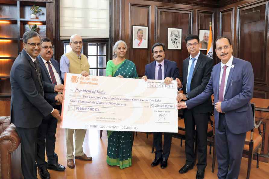 Nirmala Sitharaman receives a cheque