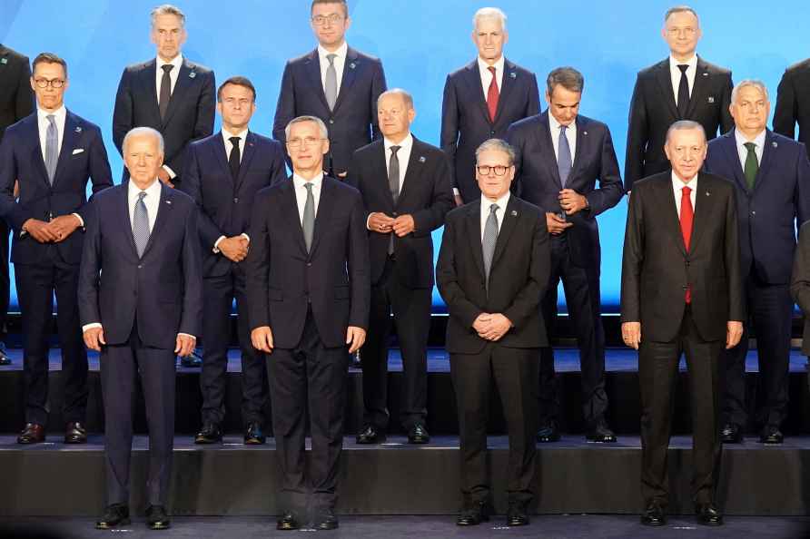 First row from left: U.S. President Joe Biden, Nato Secretary General...