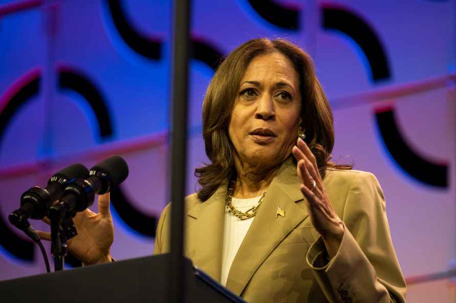 Vice President Kamala Harris speaks during an Asian and Pacific ...