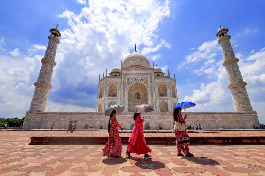 Taj Mahal under a partial clouds