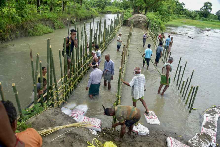 Assam floods: Embankment repair underway