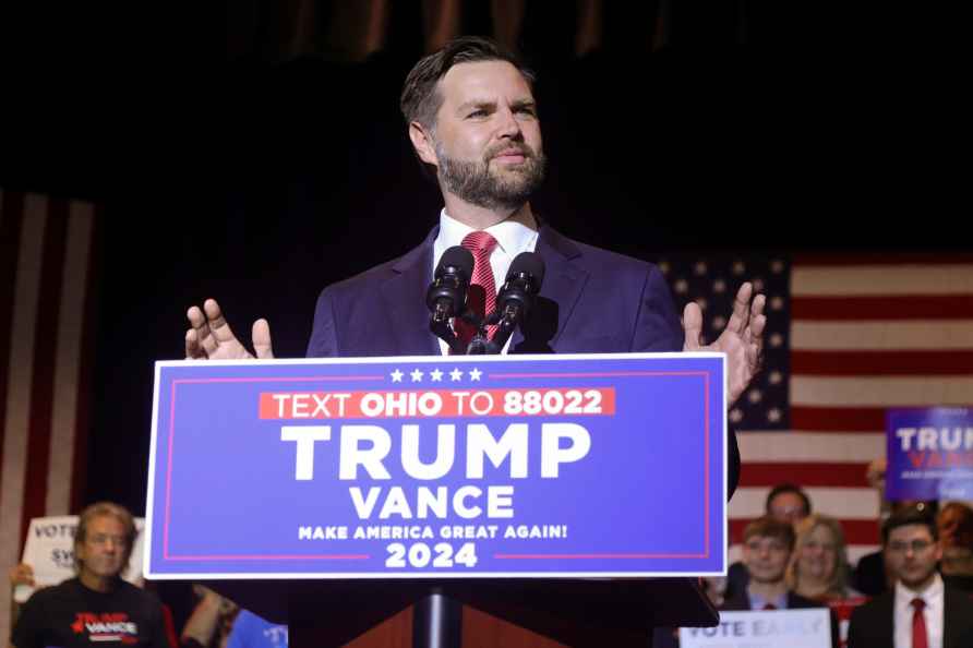 JD Vance speaks during a rally