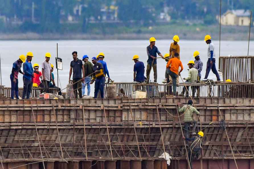 Under-construction bridge over Brahmaputra river