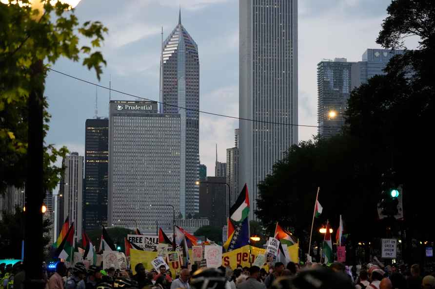 Protesters march prior to Democratic National Convention