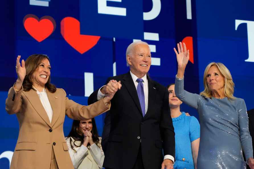 Joe Biden with Jill Biden and Kamala Harris